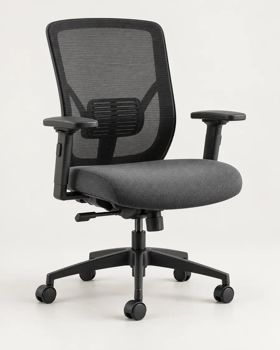 Imagem ilustrativa de cadeira ergonômica em fundo neutro